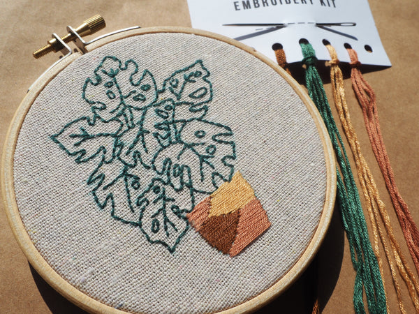 Monstera Plant Embroidery Kit