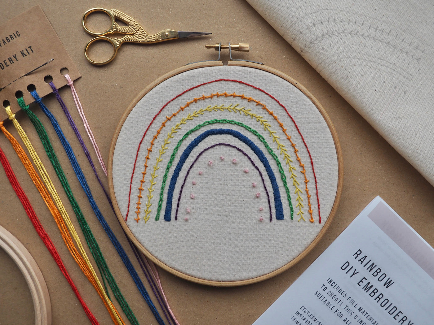 Bright Rainbow Embroidery Kit